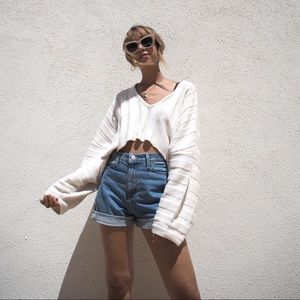 Urban Outfitters Slouchy Cropped Sweater Beige